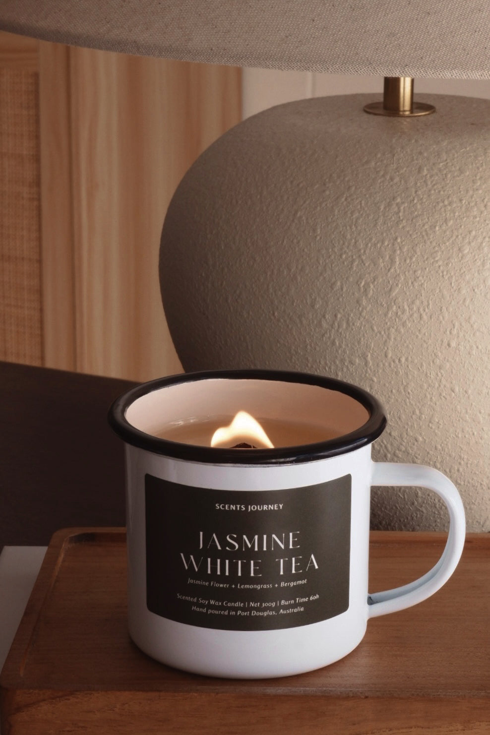 Jasmine White Tea Candle | Jasmine Flower + Bergamot + Lemongrass